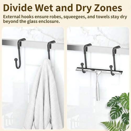 Gabeeriso 3-Tier Over-the-Door Hanging Shower Caddy Bathroom Organizer | Rustproof Black Shower Shelf with 28 Multi-Purpose Hooks for Towels, Soap & Bath Supplies, Ideal for Shower & Bathrooms
