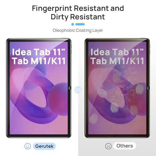 Gerutek 2 Pieces Screen Protector for Lenovo Idea Tab 2025 / Tab M11 2024 / K11 Gen 2, 11 Inches (TB-336FU/330FU/331FC/330XU), 9H Hardness, Anti-Scratch, Anti-Fingerprint, Bubble-Free, Tempered Glass