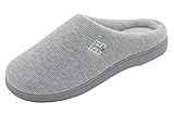 HomeIdeas Women's Classic Memory Foam Plush House Slippers, Lightweight and Anti-slip (Large / 9-10 B(M) US, Gray)
