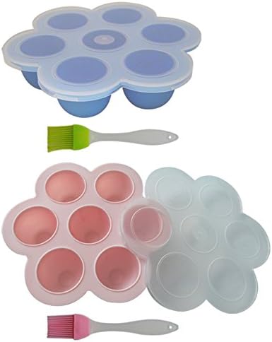 Silicone Egg Bites Mold NCPOPU Silicone Freezer Tray Snack Tray With Lid Reusable Silicone Food Storage For Baby And More Fits For Instant Pot (2 Pack)
