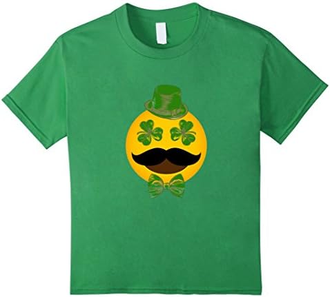 Kids St Patricks Day Emoji T-Shirt Funny Mustache Men Girls Boys 8 Grass