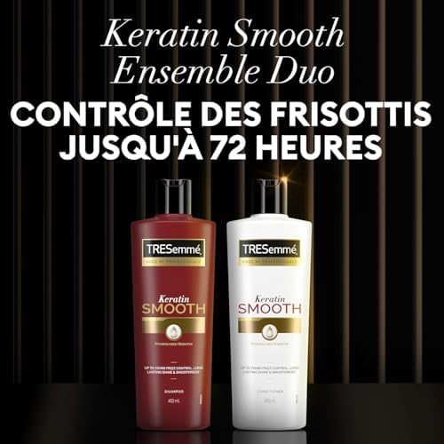 Keratin Smooth Set Shampooing et Après-Shampooing, Pour Cheveux Lisses, Cheveux Brillants et Doux, Action Anti-Frisottis Jusqu'à 72 Heures, Avec Kératine Hydrolysée, 400ml + 400ml