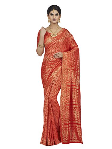 Shonaya women s woven polyester silk red designer saree…