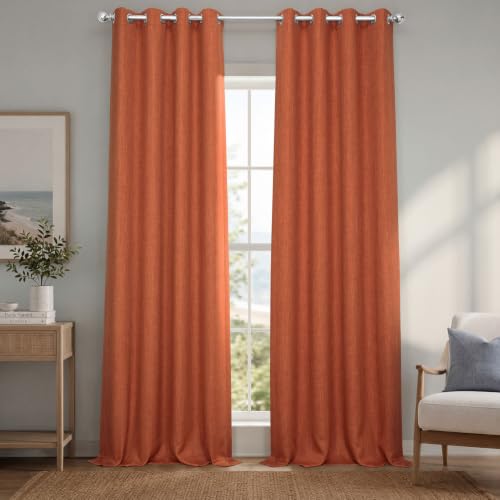 HPD Half Price Drapes Grommet Linen Curtains 84 Inches Long Room Darkening Curt…