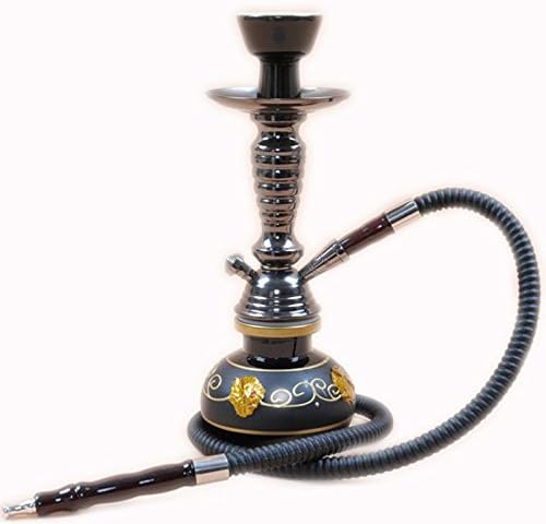 Babilon 11.5" Premium Small Shisha Hooakh Pipe Complete Set One Hose Narguile Hookah Pumpkin Flower Bottle(Black)