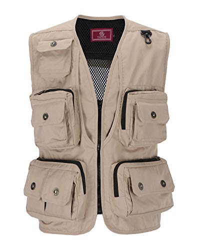 KTWOLEN Weste Herren Outdoor Anglerweste mit 15 Taschen Jagdweste Leicht Arbeitsweste Atmungsaktiv Freizeitweste für…