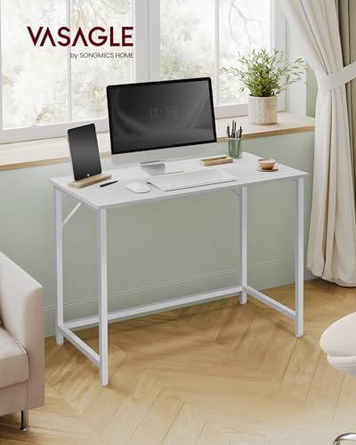 Scrivania per Computer, Postazione Lavoro, 50 x 100 x 76 cm, Scrivania da Ufficio, Studio Camera da Letto Soggiorno, Bianco Acero e Bianco Nuvola LWD041W44