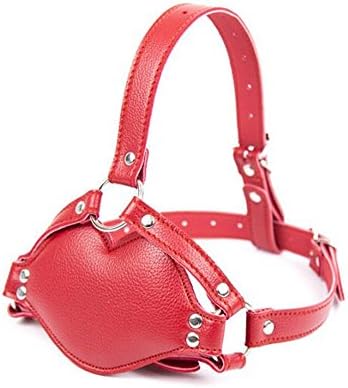 Lsinyan Red Leather Silicone Lock Straps P&enîs Toy Silicone Headgear for Him Or Her