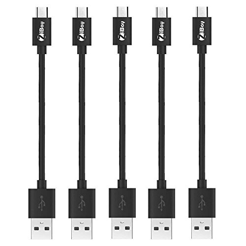 ZiBay Micro USB Short Sync Cable for Select Models/Device, 7-Inch - Pack of 5