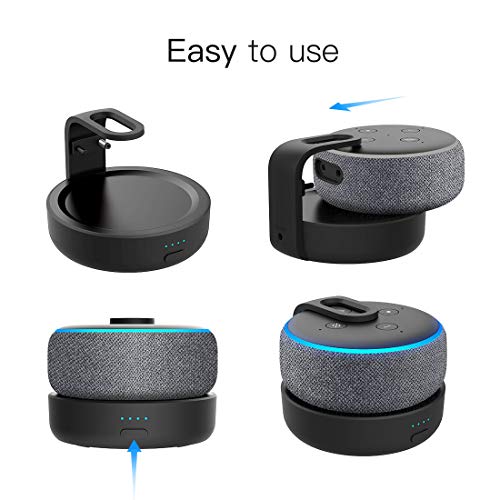 [Upgraded] GGMM D3 Battery Base for Dot 3rd gen, Portable Charger with 8 Hours of Playtime, Black (Power Adapter is Not Included)
