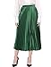 Allegra K Women's Party Elastic Waist Metallic Shiny Accordion Pleated Midi Skirt X-Large Green