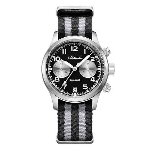 ADDIESDIVE 39 MM Chronograph Watch Panda Dial Quartz VK64 Movement Synthetic Sapphire Super Lume 100 M Mens Waterproof Watches Comfortable Nylon Strap