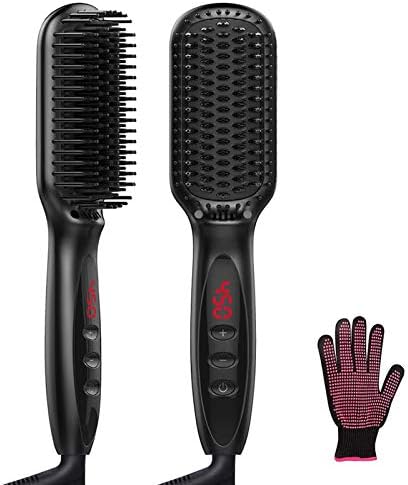 【2021最新版 】ダブルマイナスイオン SOTCAR ストレートブラシ ヘアアイロン ヒートブラシ MAX230℃ 12段階温度調節可能 ロック機能 30秒急速加熱 誤作動防止 静電気防止 スピーディ 疲れ解除 火傷防止 男女兼用 耐熱手袋付き 日本語説明書付き