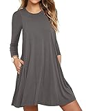 Unbranded* Womens Comfy Swing Tunic Long Sleeve Pocket Solid T-Shirt Dress Gray Large