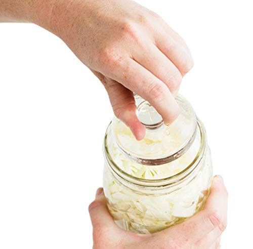 Premium Hand-Crafted Glass Fermentation Weights with Easy Handle for Wide Mouth Mason Jar Fermenting Sauerkraut, Pickles, Kimchi and More Home Fermented Foods 3 pack (New & Improved)