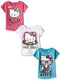 Hello Kitty Little Girls' Toddler Value Pack T-Shirts, Pink/White/Teal, 3T