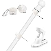 Flag Poles for Outside House, 5ft Flag Pole with Bracket and Rings, Stainless Steel Wall Mounted Flag Pole Kit for House Yard Garden Outdoor Residential or Commercial (White)