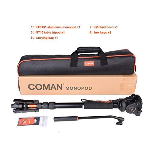 Video Monopod with Feet for DSLR Fluid Head Coman KX3131 2 in 1 Tripod and Monopod Combo for Camera