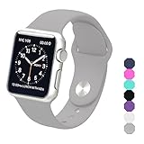 Sxciw Apple Watch Band, Soft Silicone Sports Replacement Wristband for Apple Watch (Light gray, 38mm-S/M)