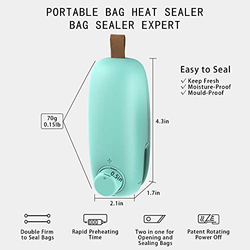 2 in 1 Bag Sealer & Cutter, Handheld Mini Food Bags Sealer, Kitchen Sealer Smart Sealing & Cutter Small Sealers Machine for Chip Food Snack Storage Bags