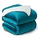 Bedsure GentleSoft Sherpa Fleece Blankets Queen Size for Bed - Thick and Warm, Soft Fuzzy Plush Queen Blanket for Winter, Teal, 90x90 Inches