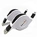 AKiimy 2 Packs 6ft Retractable Micro USB Cable 6ft Micro USB Charging Cable for Android Samsung Galaxy s7 Edge Retractable Cable Samsung Retractable Cord HTC LG Sony Android Retractable Cable (Black)