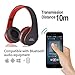Bluetooth Over-Ear Headphones, Wireless Stereo Foldable Headphones Wireless and Wired Headsets with Built-in Mic for iPhone/Samsung/iPad/PC  (Black Red)thumb 4