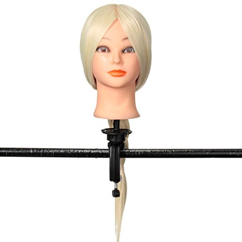 24'' Salon Cosmetology Human Hair Hairdressing Training Head Mannequin Clamp US