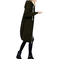 Winter Women Warm Pockets Drawstring Zipper Open Hooded Jacket Long Cardigan Coat Tops Outdoor Outwear
