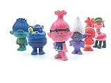 LessStress DreamWorks Trolls Movie Toy 3 inches Tall, Toys Set of 6 Trolls Action Figures Figurines - Trolls Princess Poppy, Branch, Cooper, Guy Diamond, DJ Suki, Biggie