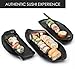 Kimi Cuisine Sushi Set, 5 pieces (Black Melamine), Sushi Dish Set with Built in plate with built in dipping