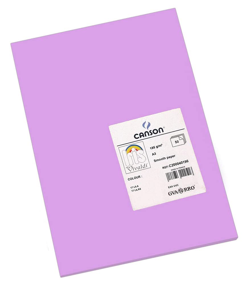 Canson Iris Vivaldi A3 185 GSM Smooth Colour Paper - Lilac (Pack of 50 Sheets)