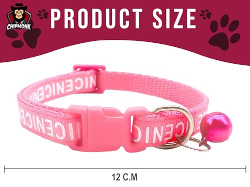 Chipmonk Cat & Puppy Collar with Bell,Kitten & Small Dogs Soft Adjustable,Safe,Solid & Protective Breakaway for Cats & Puppies,Cute Kitty Neckband with Nice Print-(Pink) 3