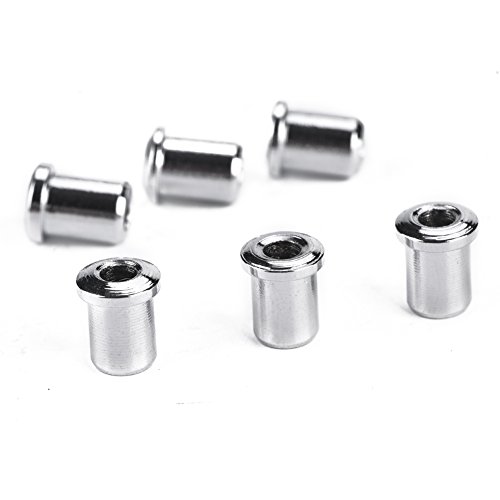 Electric Guitar Bassmounting Ferrules, 6pcs Solid Durable Metal Material with Hole Bridge Strong Vibrate Sound for Electric Guitar Instrument Lovers(#1)