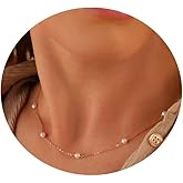 Collner Dainty Pearl Choker - 14K Gold/Silver Plated Layered Freshwater Pearl Necklace - Everyday Jewelry Gift