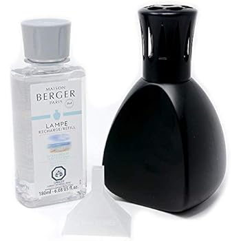 Maison Berger | Lamp Berger Model Curve | Home Fragrance Diffuser | Purifying and Perfuming | 5x3x3.5 inches | Made in France | Includes a 6.08 Fl. oz Fragrance Bottle of Ocean Breeze (Black)