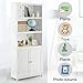 Tangkula Bookcase with Doors, 3 Tier Open Book Shelving, Freestanding Wooden Display Bookcase with Double Doors, Ideal for Home Office Living Room, Library with Doors, White Finish (White)