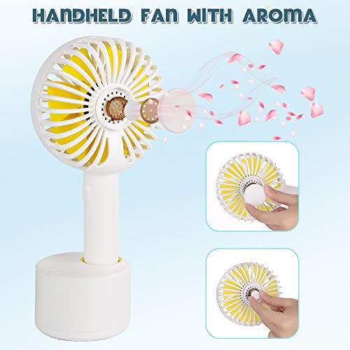 GUSGU Mini Handheld Fan, Portable Personal Fan with Removable Aroma Diffuser 120°Rotate Automatically Rechargeable Battery Operated Mini Fan for Travel/Workout/Offices/Sleep(5 Speed Adjustable) - Thumbnail 4