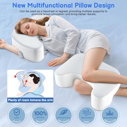 WOAKUSO Side Sleeper Pillow with Arm Holes -arm Pillow Ergonomic for Cervical, Neck, Shoulder & Rotator Cuff Pain Relief - ldeal for Side Sleepers Grey