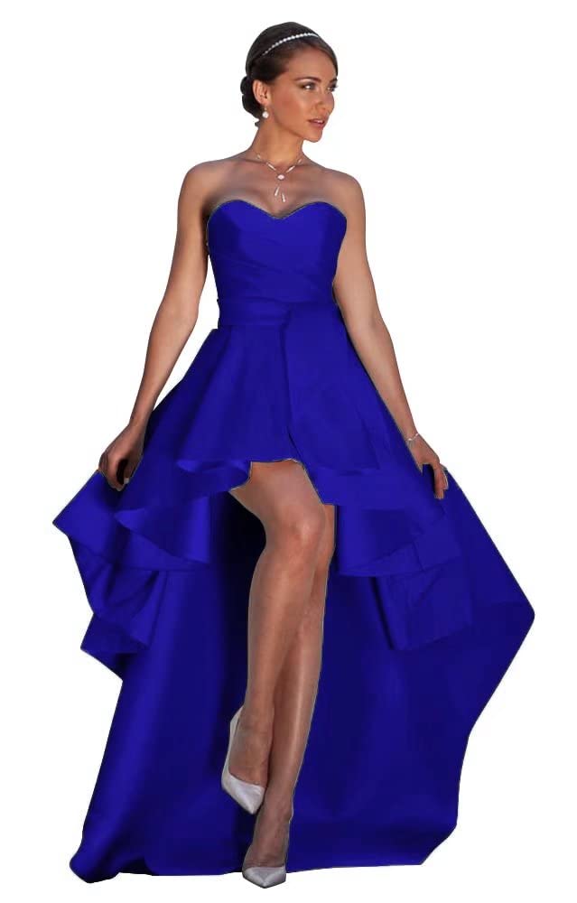 NLQ Satin Prom Dresses for Women Strapless High Low