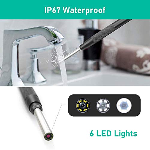 3.5mm USB Otoscope Ear Scope Camera - WETDCQ Waterproof HD Visual Ear Endoscope Ear Camera with Earwax Cleaning Tool, 6 Adjustable LED Lights and 3-in-1 Connector for Android and Windows