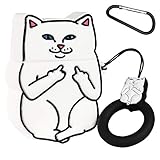 Joyleop(White Finger Cat) Compatible with Airpods 1/2 Case Cover,3D Cute Cartoon Animal Funny Fun Cool Kawaii Fashion,Soft Silicone Airpod Character Skin Ring Girls Boys Teens,Case for Air pods 1&2