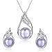 Stunning Flawless Pearl Stud Earrings & Silver Chain Pendant Set| Impeccable Quality Natural, Flawless Freshwater Pearl & 925 Sterling Silver| The Most Unique Fashion Jewelry Set (3 | Purple Pearls)