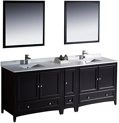 Fresca Bath FVN20-361236ES Oxford 84" Double Sink Vanity with Side Cabinet, Espresso