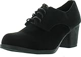 Bella Marie Casidy-18 Women's round toe lace up chunky heel suede oxfords