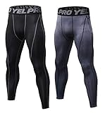 Malavita Men Compression Pants Sports Tights Leggings Base Layers Workout Running 2 Pack