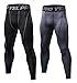 Malavita Men Compression Pants Sports Tights Leggings Base Layers Workout Running 2 Pack