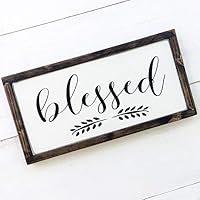 Handmade Farmhouse Style Framed Wood Blessed Sign Black and White, 3 Sizes Available