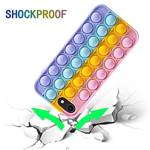 HAMGEEN iPhone SE 2020 Case/iPhone 8 Case/iPhone 7 Case, Cute Push Pop Bubble Case Sensory Fidget Toy Fashion Shockproof Soft Silicone Rainbow 3D Design Protective Cover for Women Girls Men