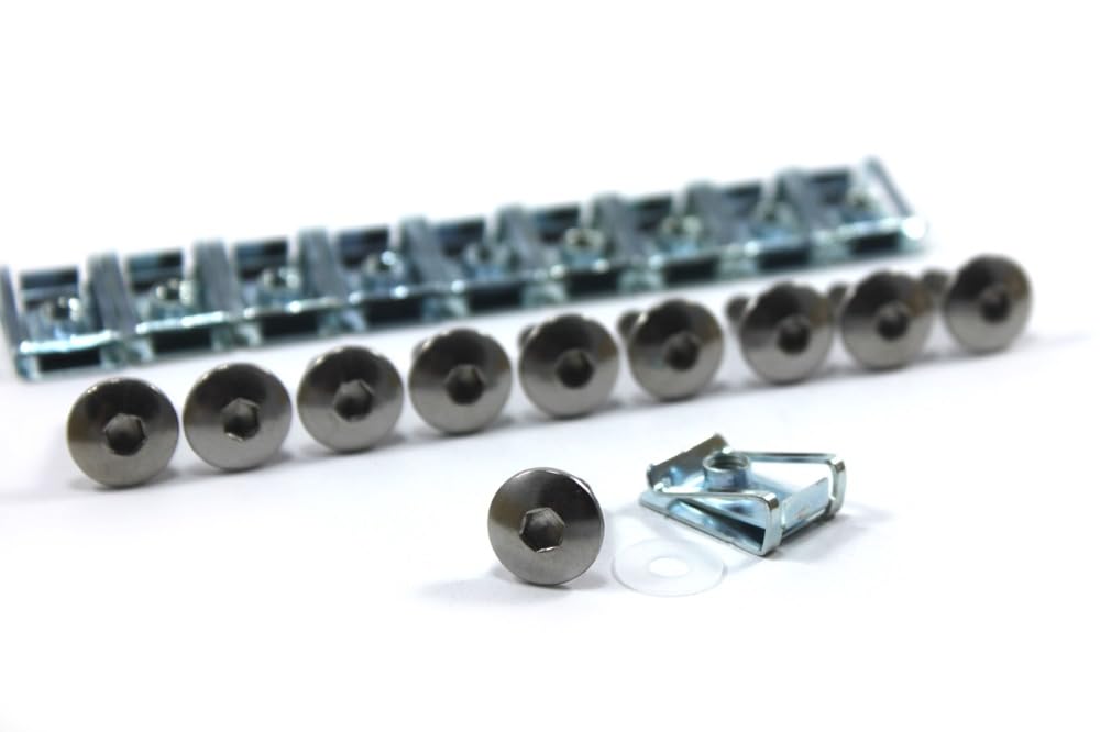 Pack of 10 m5 5mm Motorcycle Fairing Bolts & Clips - Stainless Steel Pan Button Head Bolts